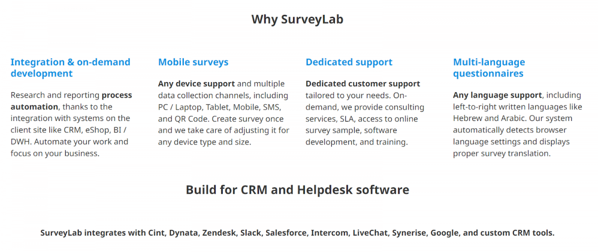 Surveylab's features