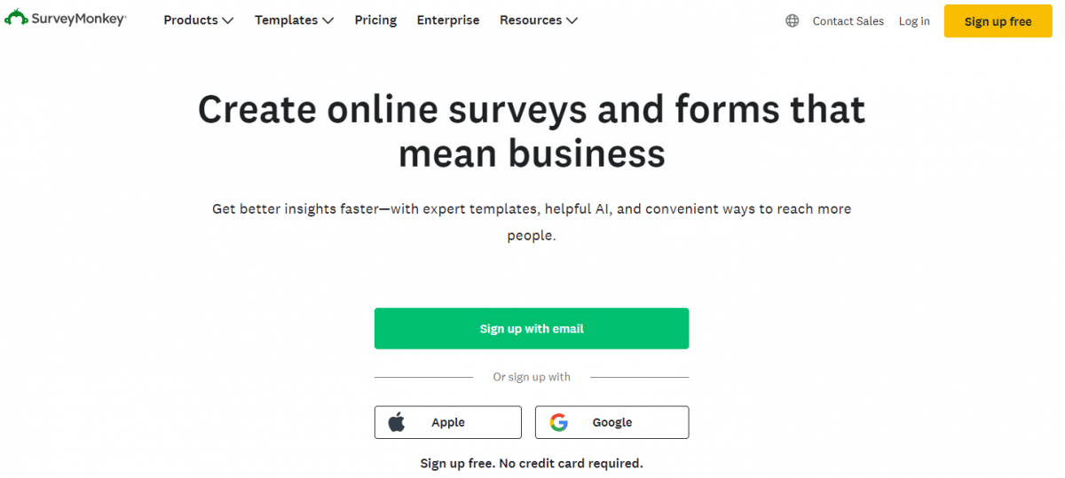 Surveymonkey homepage