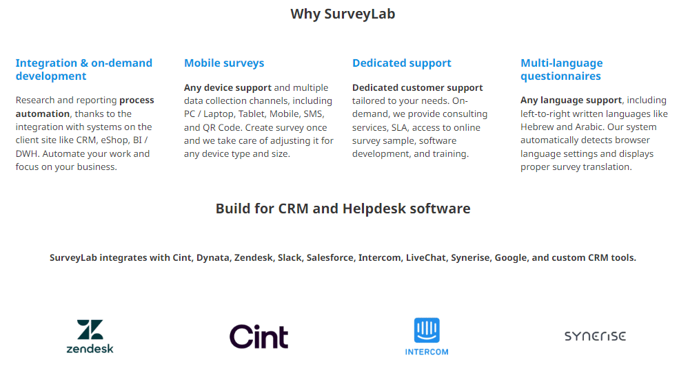 Surveylab's features