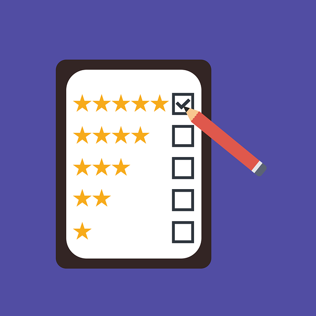 A rating sheet with rows of stars and a pencil marking a checkbox, representing a feedback or rating system.