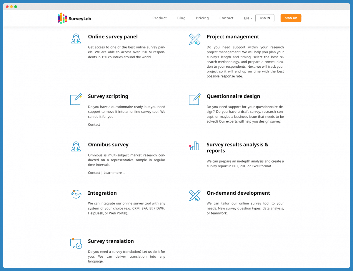 Features of Surveylab for measuring patient satisfaction