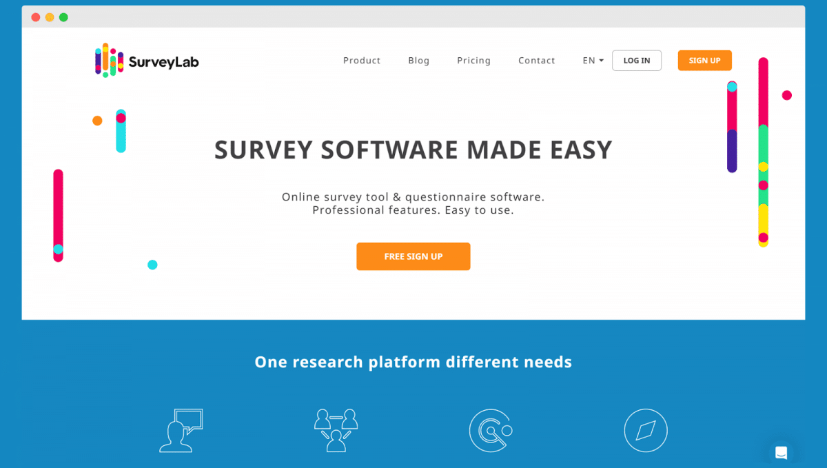 Surveylab's homepage.