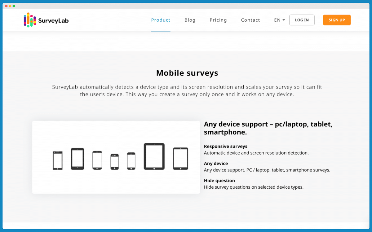 Surveylab's mobile features