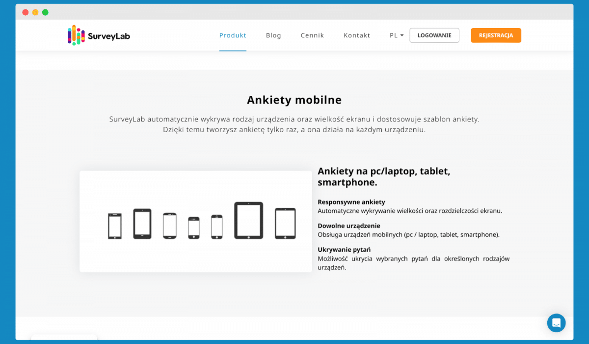 Funkcje mobilnej aplikacji Surveylab.