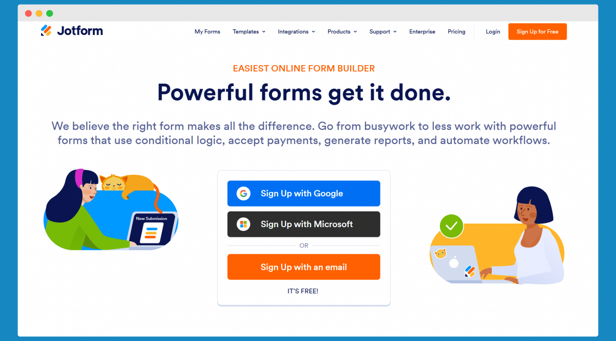 Jotform homepage.