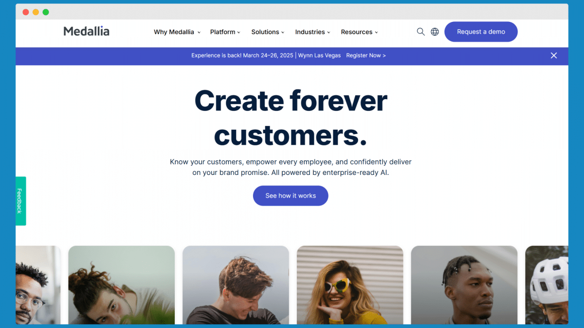 Medallia homepage.